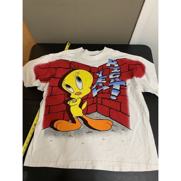 Vintage Tweety Bird Warner Bros. Big Print T-Shirt 90s Size XL - Picture 2 of 9